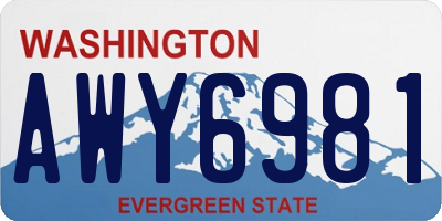 WA license plate AWY6981