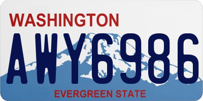 WA license plate AWY6986