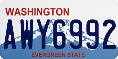 WA license plate AWY6992