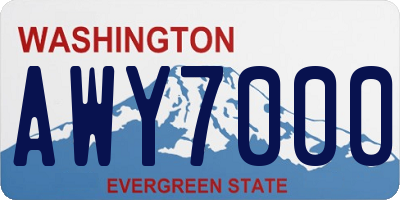 WA license plate AWY7000