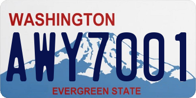WA license plate AWY7001
