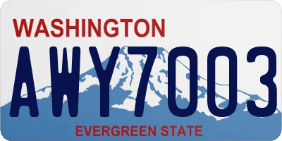 WA license plate AWY7003