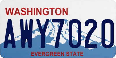WA license plate AWY7020