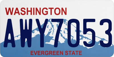 WA license plate AWY7053