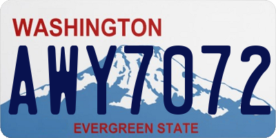 WA license plate AWY7072
