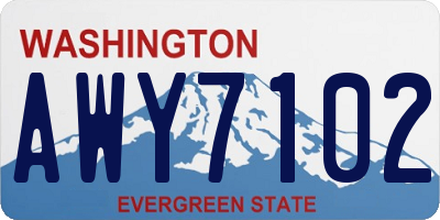 WA license plate AWY7102