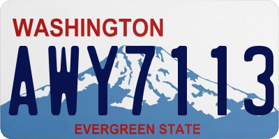 WA license plate AWY7113