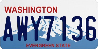 WA license plate AWY7136