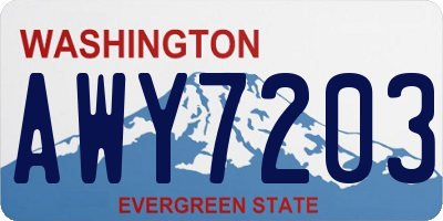 WA license plate AWY7203