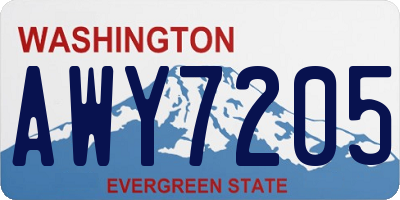 WA license plate AWY7205