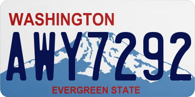 WA license plate AWY7292