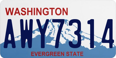 WA license plate AWY7314