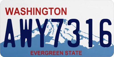 WA license plate AWY7316