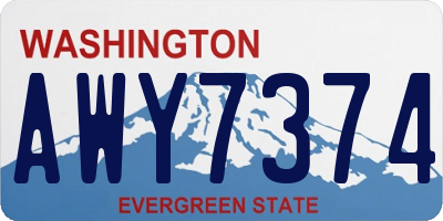 WA license plate AWY7374