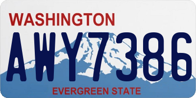 WA license plate AWY7386