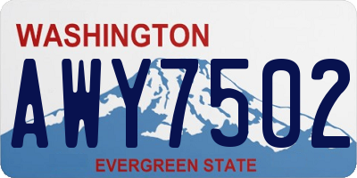 WA license plate AWY7502