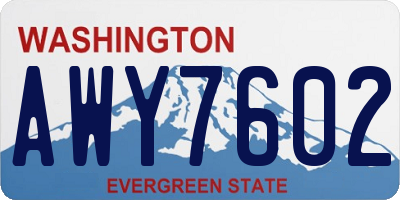 WA license plate AWY7602