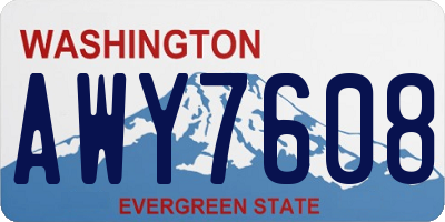 WA license plate AWY7608
