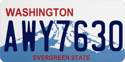 WA license plate AWY7630