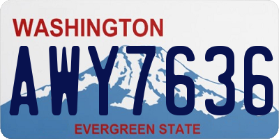 WA license plate AWY7636