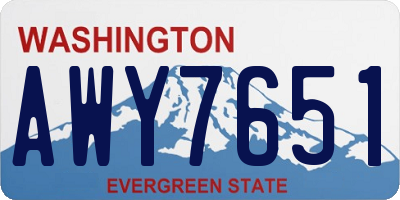 WA license plate AWY7651