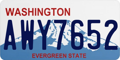 WA license plate AWY7652