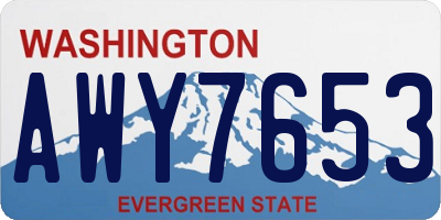 WA license plate AWY7653