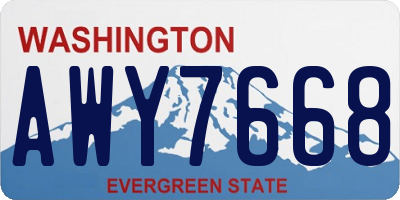 WA license plate AWY7668