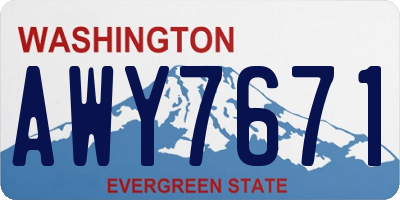 WA license plate AWY7671