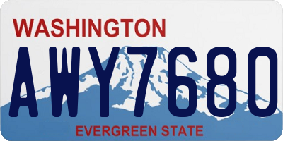 WA license plate AWY7680