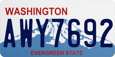 WA license plate AWY7692