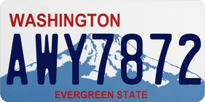 WA license plate AWY7872