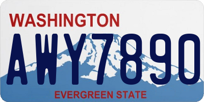 WA license plate AWY7890