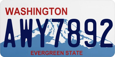 WA license plate AWY7892