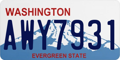 WA license plate AWY7931
