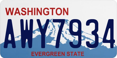WA license plate AWY7934