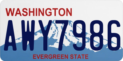 WA license plate AWY7986