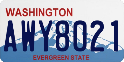 WA license plate AWY8021
