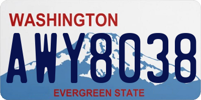 WA license plate AWY8038