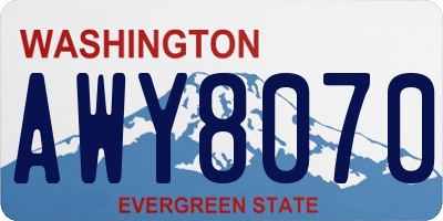 WA license plate AWY8070