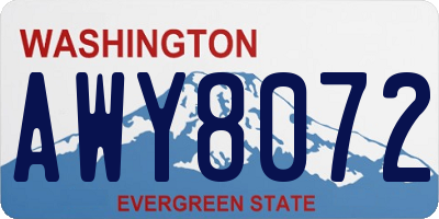 WA license plate AWY8072