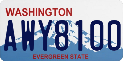 WA license plate AWY8100