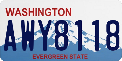 WA license plate AWY8118