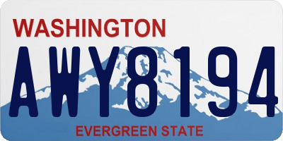WA license plate AWY8194
