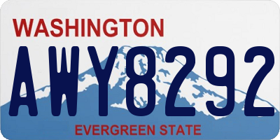 WA license plate AWY8292