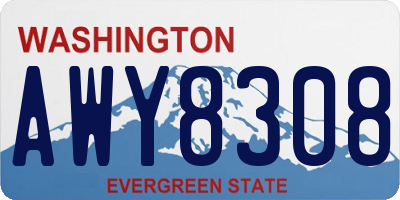 WA license plate AWY8308