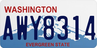 WA license plate AWY8314