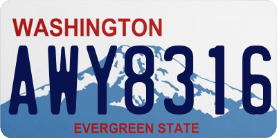 WA license plate AWY8316