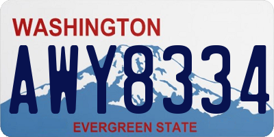 WA license plate AWY8334