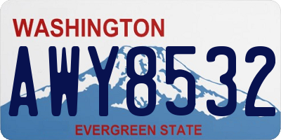 WA license plate AWY8532